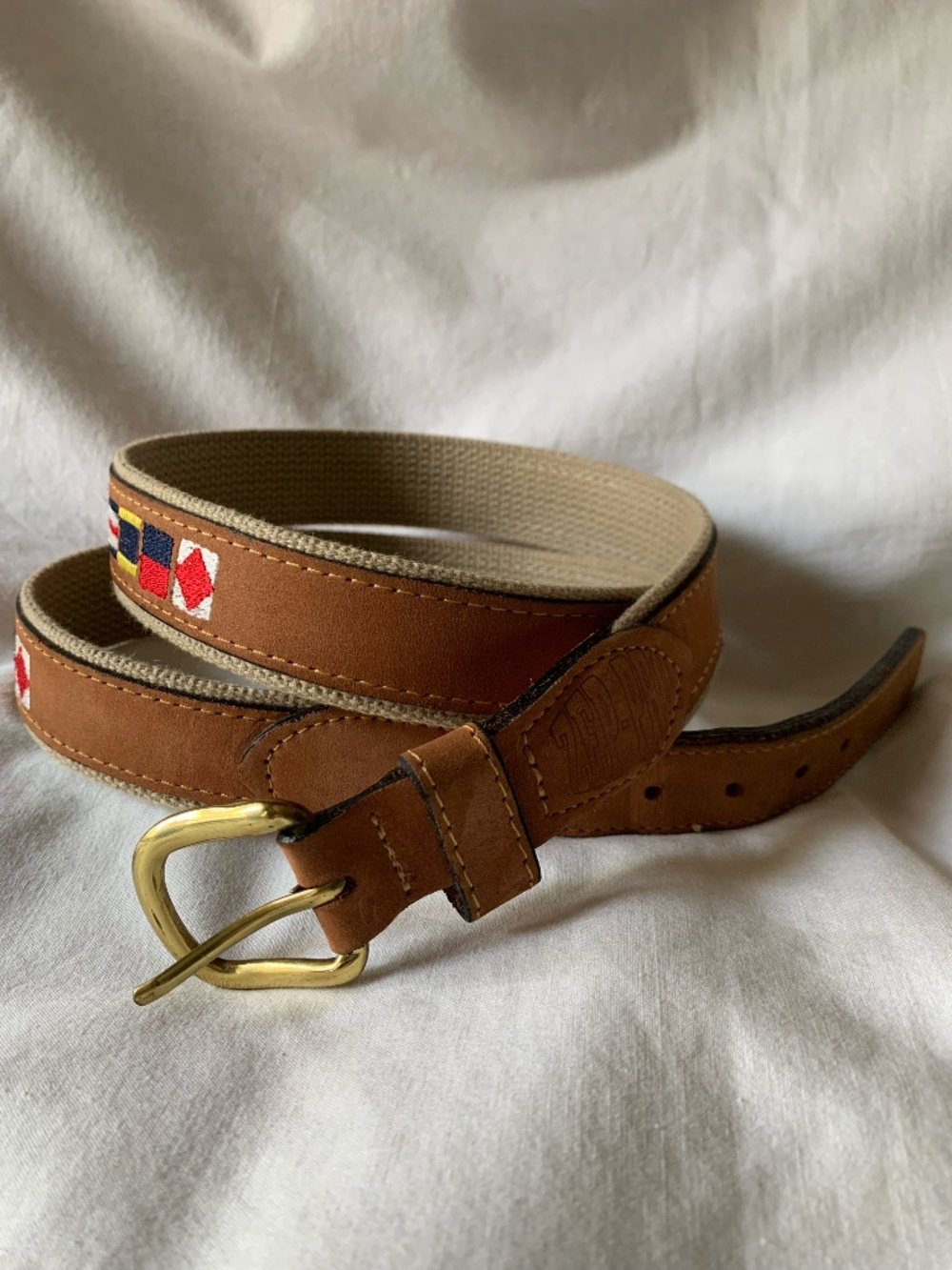 ZEP PRO men's canvas/leather belt with embroidered maritime flags
